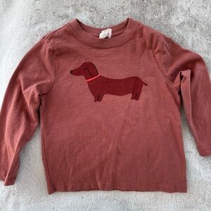 Hanna Andersson Brown Long Sleeve Shirt with Dachshund Design